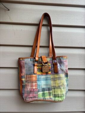 VTG Dooney & Bourke plaid picnic shoulder bag tote purse ants